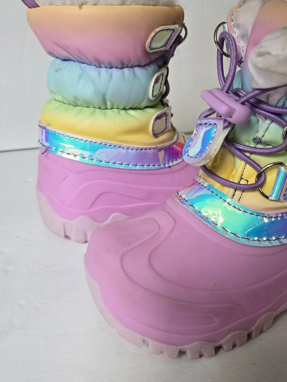 Toddler girl 7/8 Rainbow Snow Boots Lined VGUC Member's Mark